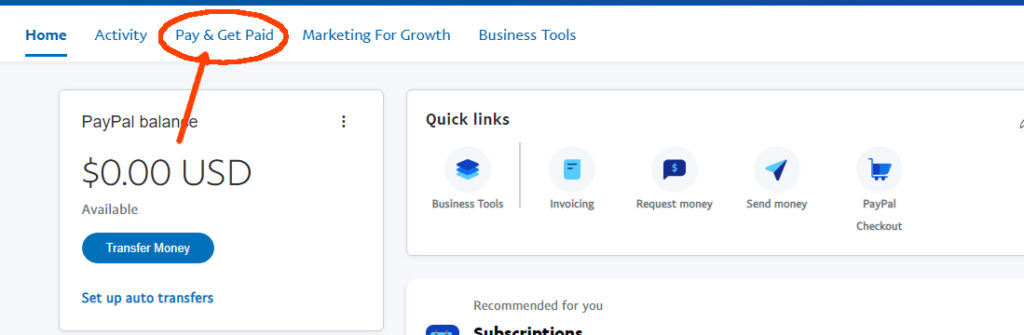how to create Pay and get paid Paypal account