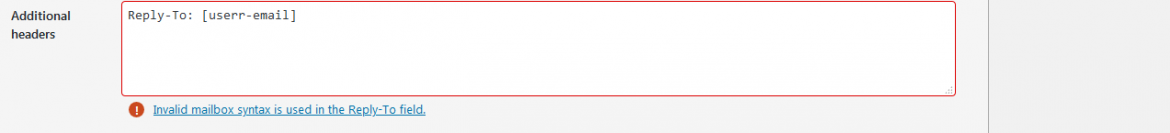 How to solve error (configuration error) Invalid mailbox syntax is used in the Reply-To field.