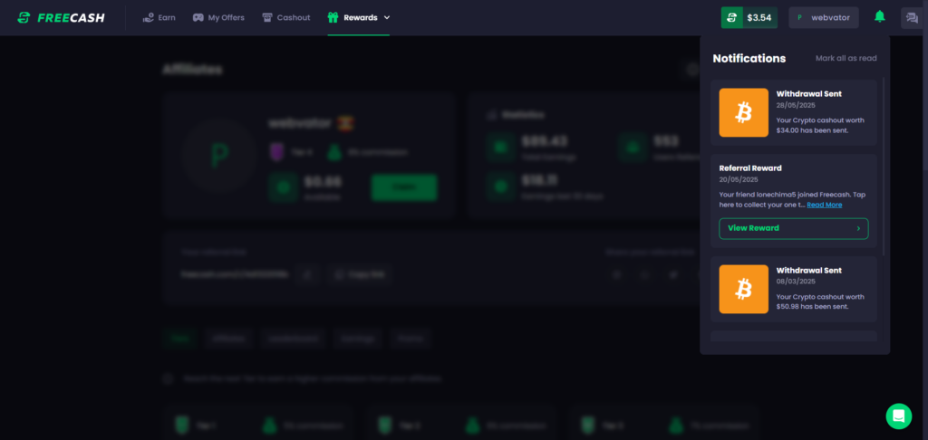 Freecash payment proof